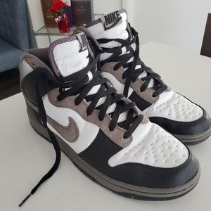 Custom nike dunk high shoe size 12 black/white/brown/silver